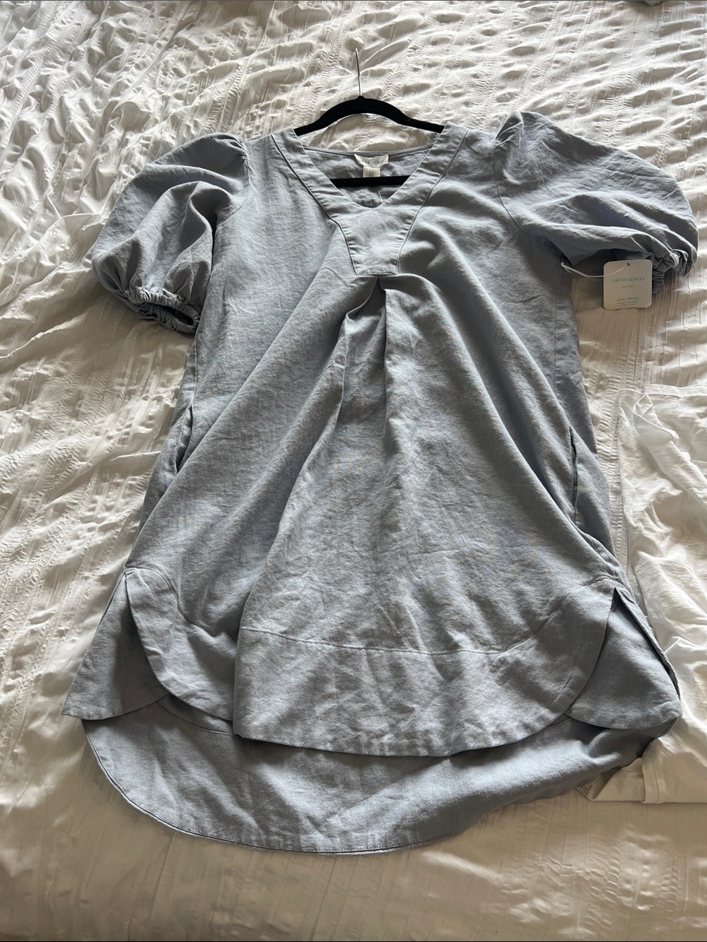 Cynthia Rowley Light Gray Mini Dress with Puff Sleeves